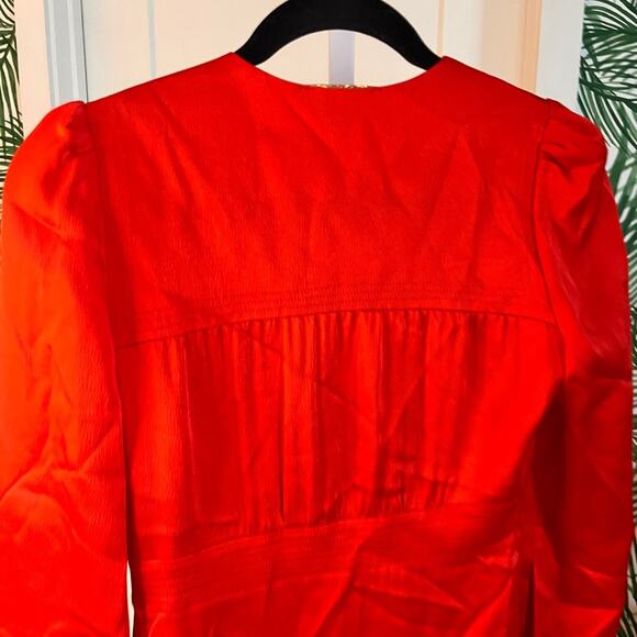 Maje Red Rahon Satin Mini Dress Size Small - Picture 6 of 12